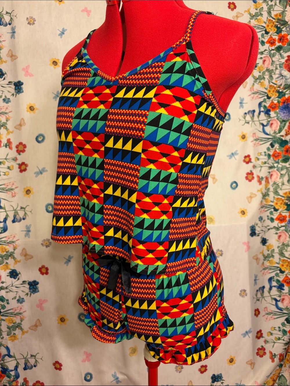 Make It $Rain$ - Colorful Geometric Cami Set - Small, Buttery Soft!